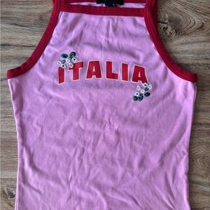 Forever 21 Pink Tank Top with Red Trim